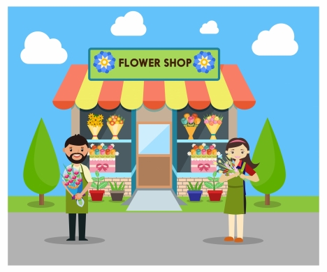 flower shop vector illustration in a flat style