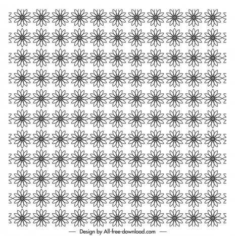 flowers pattern template black white flat repeating illusion symmetry design