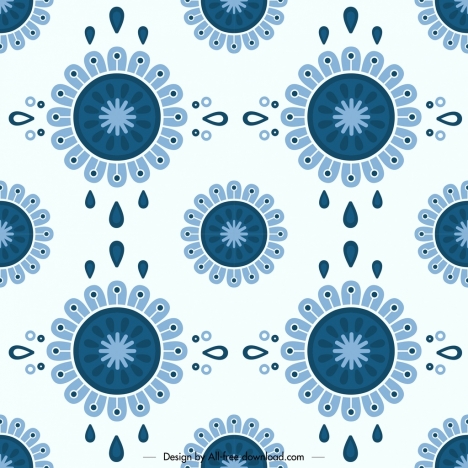 flowers pattern template classical blue repeating design