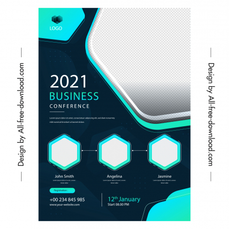 flyer 2021 business conference template modern polygonal decor