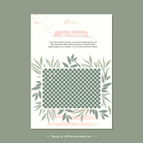 flyer spa tempalte classic checkered rectangular leaves