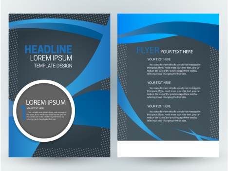 flyer template design with abstract dark blue background