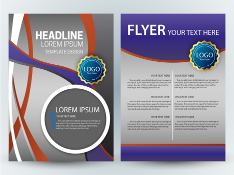 flyer template design with colorful curves grey background
