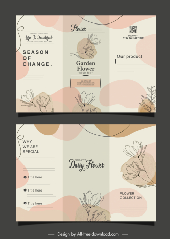 flyer templates elegant classic botanical decor trifold design