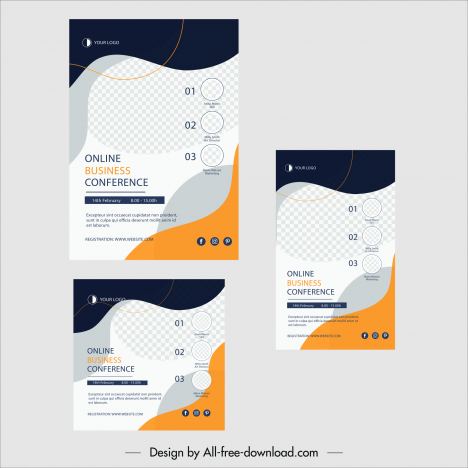 flyers online business conference elegant checkered curves design