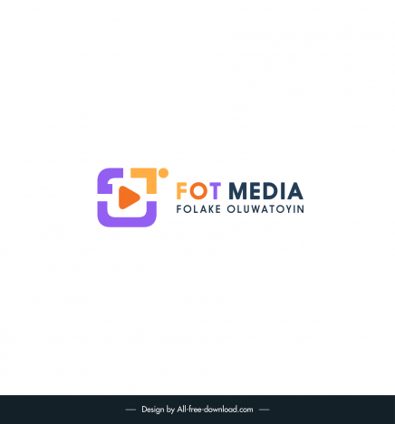 folake oluwatoyin media fot media logo template flat modern geometric play button sketch