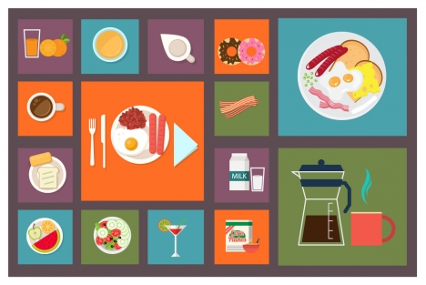 food and beverage icons collection vector illustration