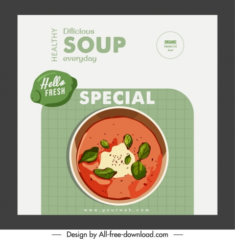 food brochure cover template soup sketch classic design