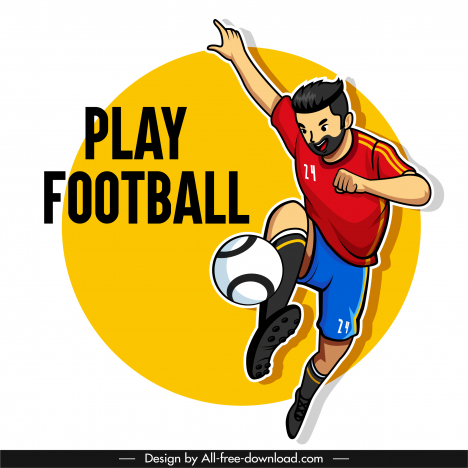 football banner dynamic player sketch cartoon design