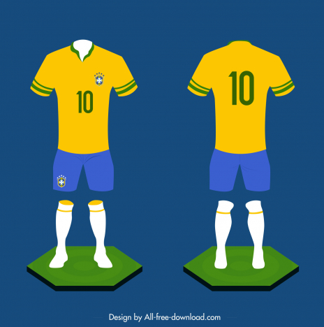 football kit template design for brazil national football team front and back view