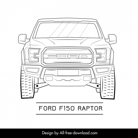 ford f150 raptor car model advertising template symmetric black white design front view outline