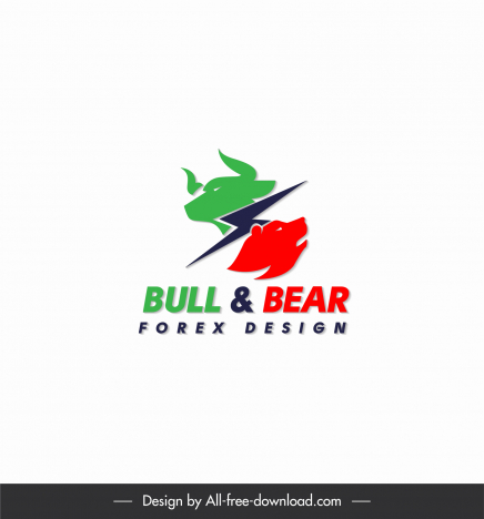 forex logo template bull bear head flat capital letters decor
