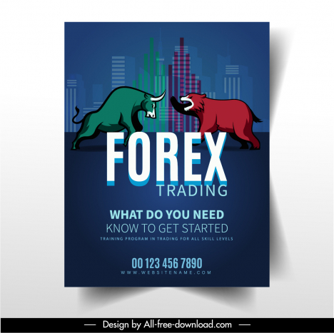 forex trading flyer template fighting bull bear chart sketch