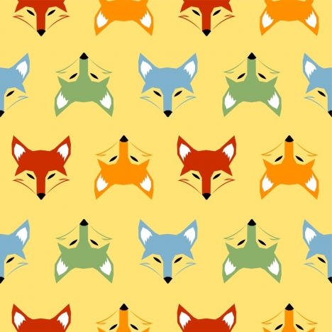 fox heads background colorful repeating symmetry design