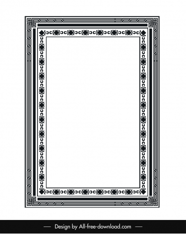 frame decorative template elegant symmetric decor black white sketch