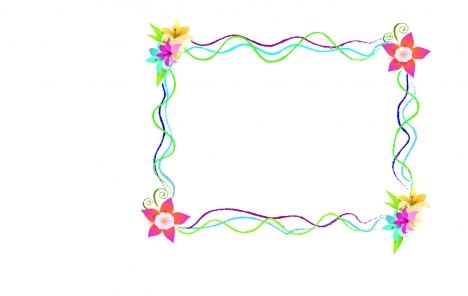 frame with flower and lines