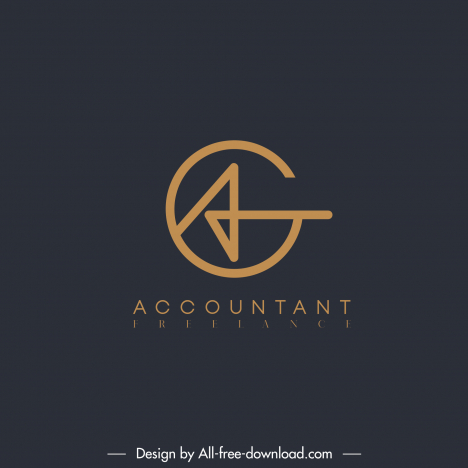 freelance accountant logotype circle stylized texts design