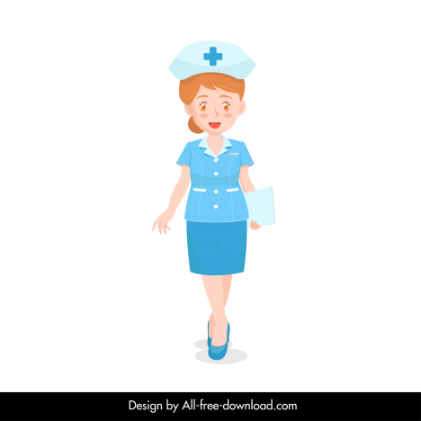 friendly nurse icon elegant design cartoon character sketch