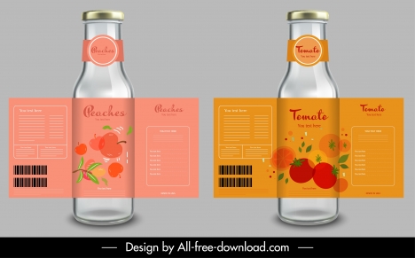 Fruit Juice Label Templates Tomato Peach Sketch Vectors Stock In Format For Free Download 6 01mb
