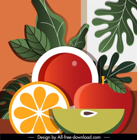 fruits painting colored classical flat decor