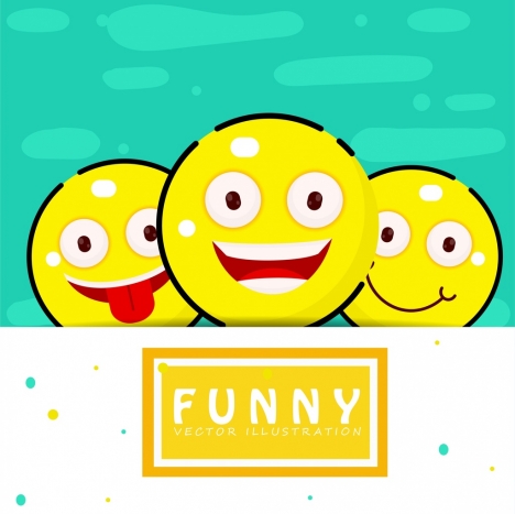 Funny emotional icons yellow circle design vectors stock in format for free  download 