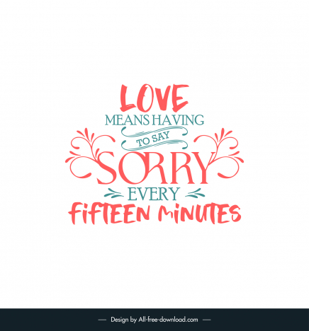 funny love quotes design elements flat classical stylized texts sketch