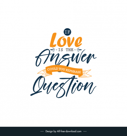 Funny love quotes poster template handdrawn texts ribbon decor vectors  stock in format for free download 162 bytes