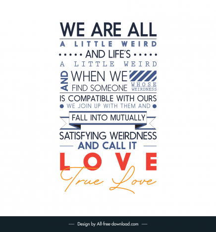 funny love quotes poster template modern horizontal vertical layout design