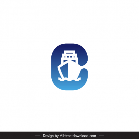 g cargo ship logo template elegant flat silhouette stylized text geometry decor