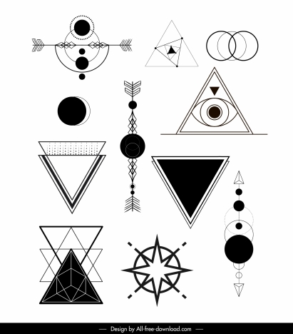 geometric tattoo templates black white modern traditional shapes