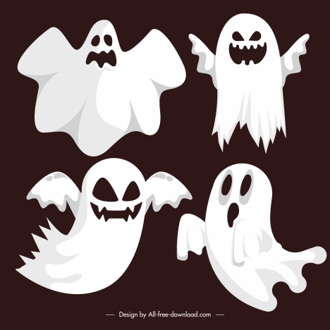 Ghost icons scary white cloth shapes vectors stock in format for free ...