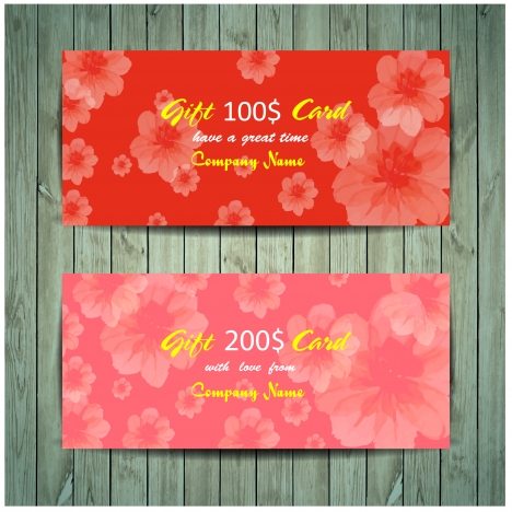 gift card design on red flowers background