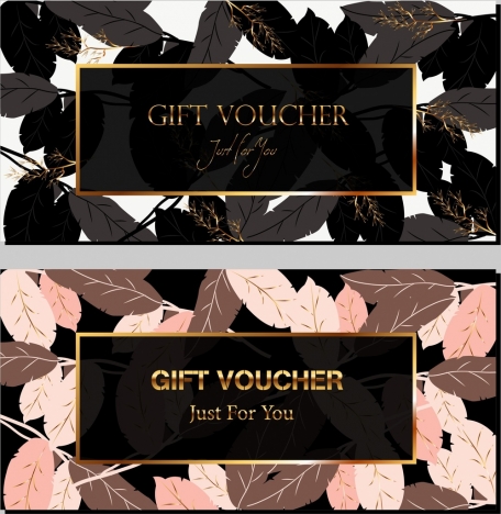 gift voucher template classical leaves icons decor