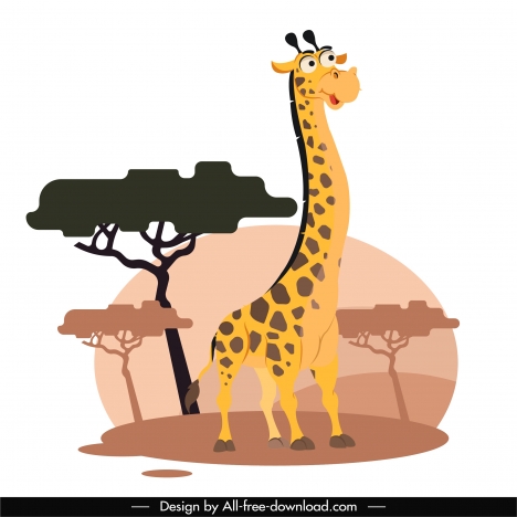 giraffe animal painting funny cartoon design