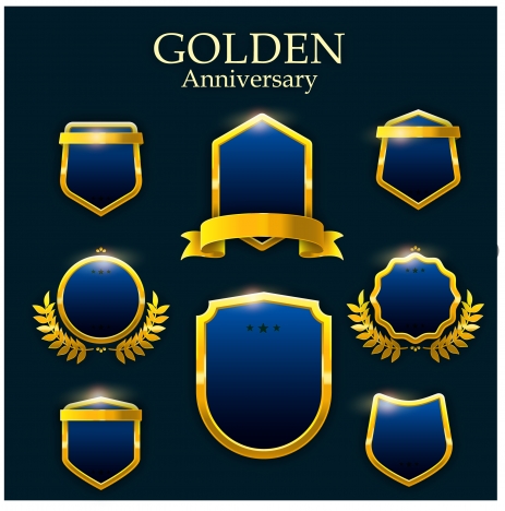 golden badge and frame set
