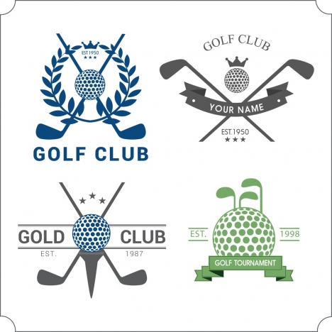 Golf club logotypes isolation ball sticks icons decoration vectors ...