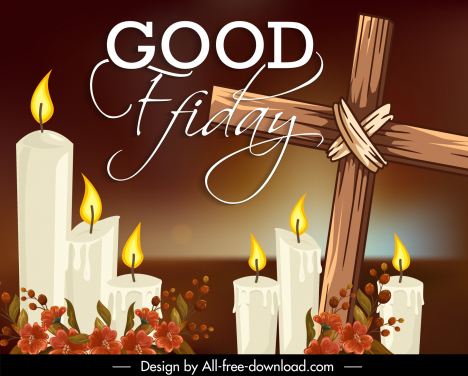 good friday poster template candle light flower holy cross sketch