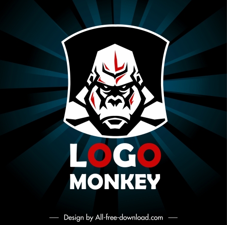 gorilla logo template dark flat sketch
