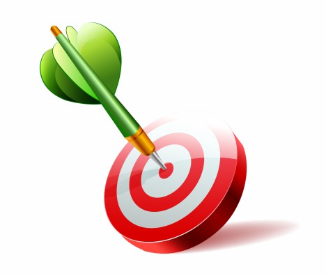 Green dart hitting target