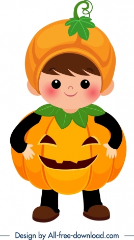 Halloween costume template pumpkin clothes cute boy icon vectors stock in  format for free download 