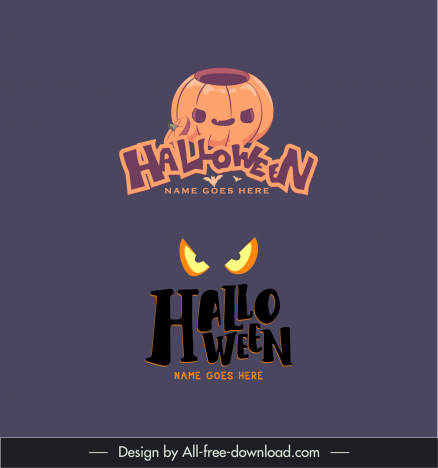 halloween logotypes flat horror pumpkin eyes sketch