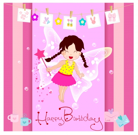 happy birthday card with cute fairy