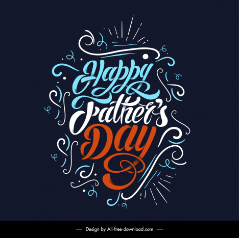 happy fathers day design elements dynamic calligraphy
