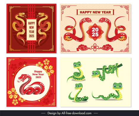 happy new year 2025 backdrop templates collection snakes decor