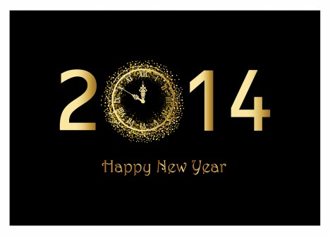 Happy New Year background with gold clock