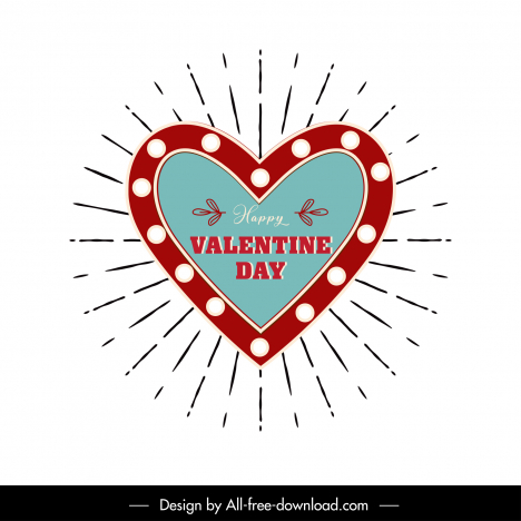 happy valentine day quotes backdrop template big heart light effect sketch