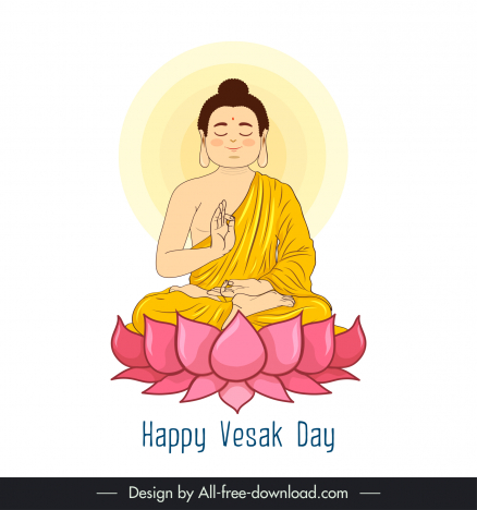 happy vesak day icon sitting buddha buddhism spiritual art sketch