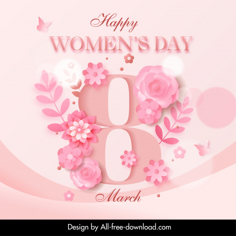 happy womens day poster template elegant blooming floras