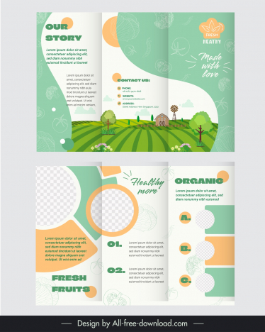 healthy life tri fold brochure template elegant rural scene