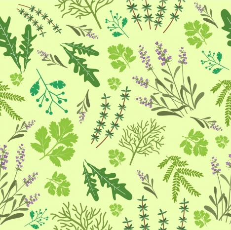 herbal background leaves flowers decoration repeating design